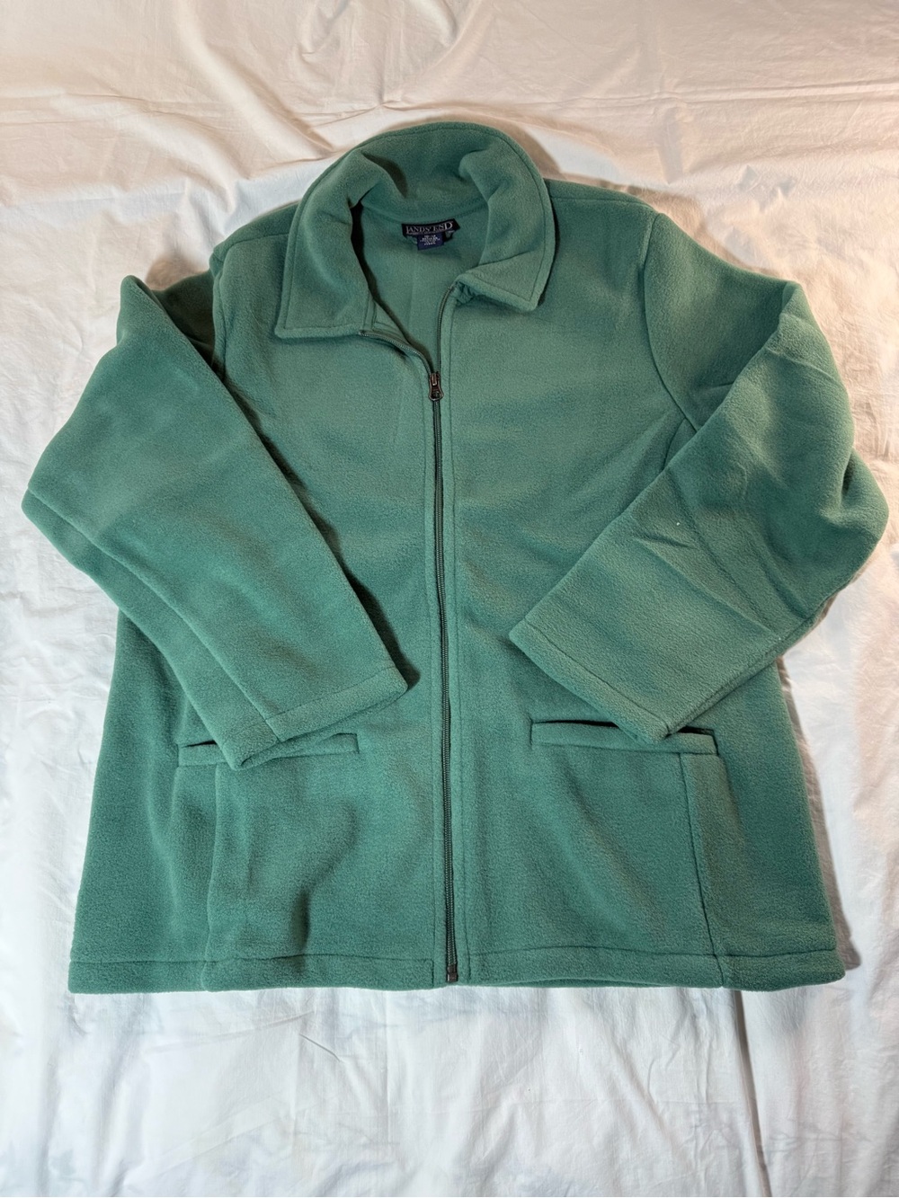 Lands' End Seafoam Green Fleece Full-Zip Jacket